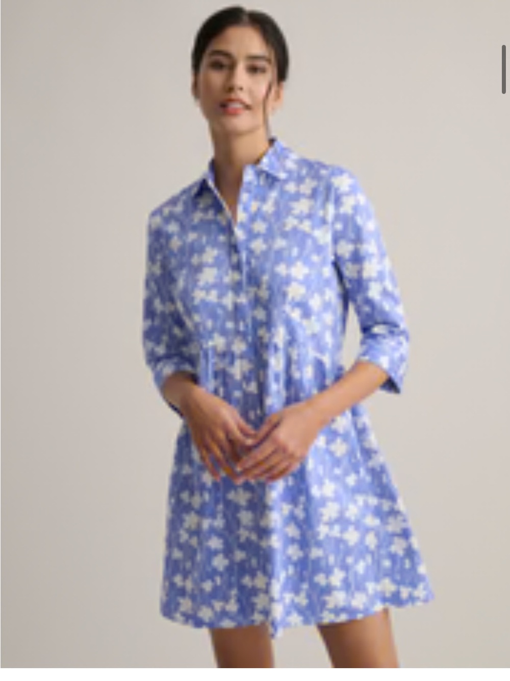 UNTUCKit Blue and White Floral Button-Front Dress
